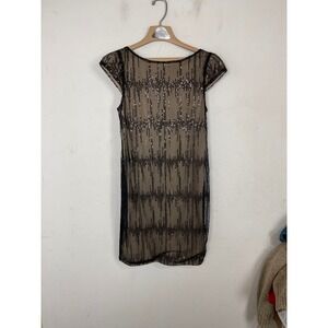 JFW Just For Wraps Women Dress Medium Black Sequin Mesh Cocktail Party New Years
